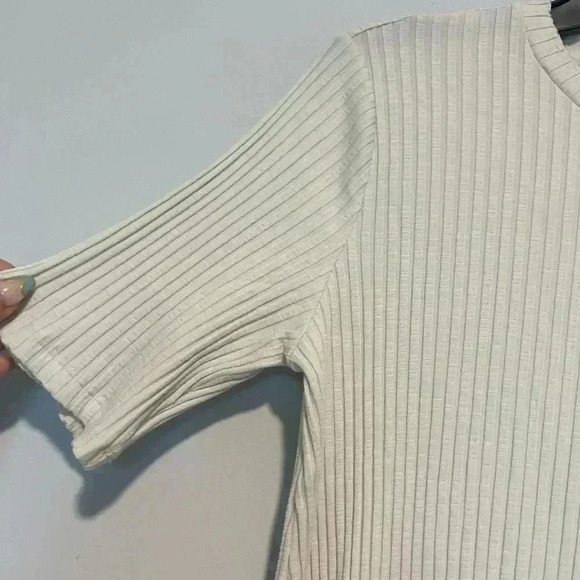 Eileen Fisher Tencel Ribbed Short Sleeve Tunic Top Size Small OFF white - Picture 3 of 5